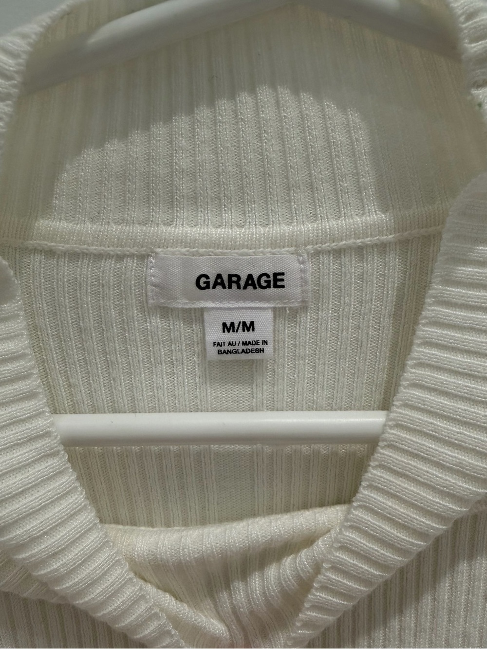 Cream Ribbed Long-Sleeve Cropped Top - Picture 3 of 3